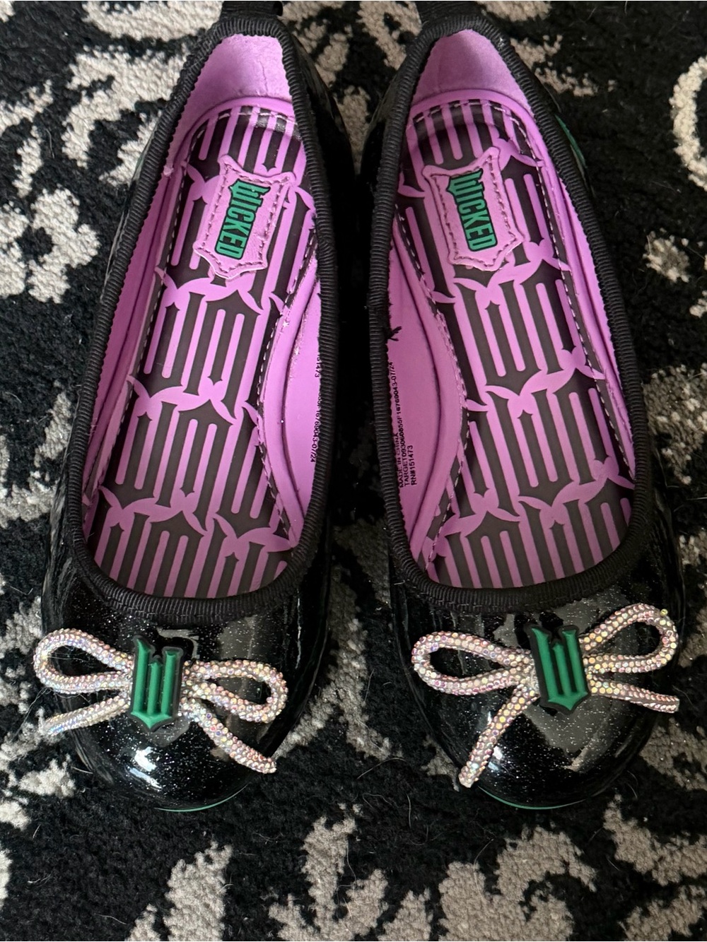 Target Wicked Black Patent Ballet Flats with Pink Insole